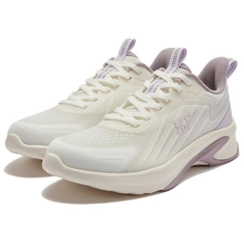 361° Sharp Teeth Cushioning Breathable Lightweight Low top Casual Running Shoes Women’s Beige Purple