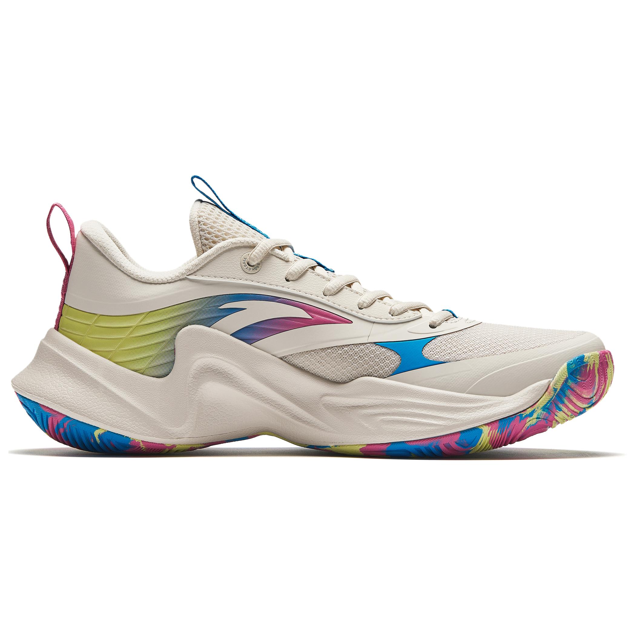 Anta Slip Resistant Abrasion Resistant Low top Basketball Shoes Men’s Beige Blue Yellow