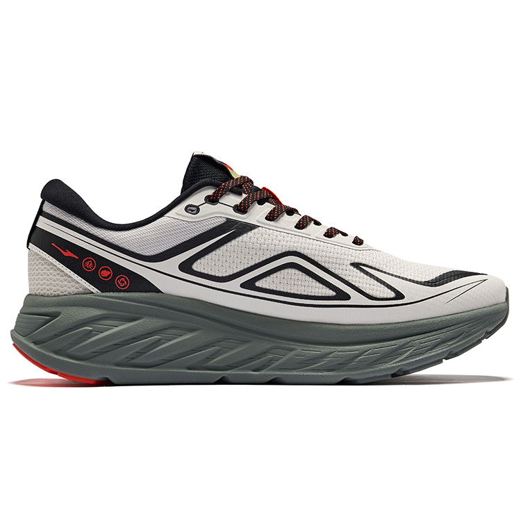Erke Abrasion Resistant Lightweight Rebound Low top Qidan Technology Running Shoes Men’s Wild Gray Jet Black