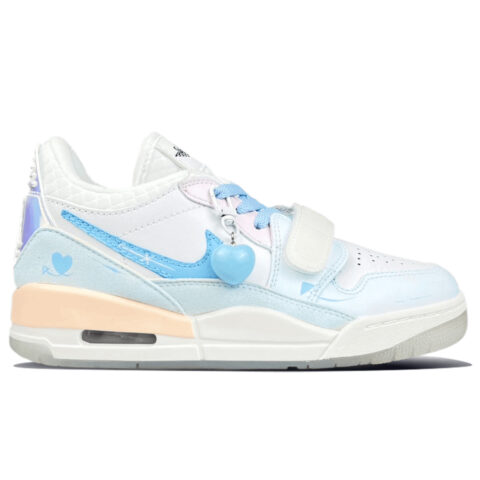 Jordan Legacy 312 Slip Resistant Abrasion Resistant Mid top Vintage Basketball Shoes Unisex Pink Blue White