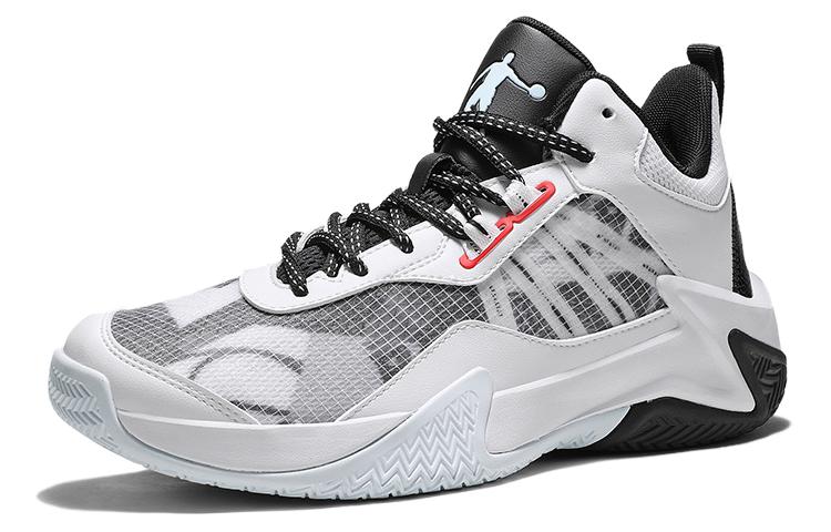 QIAODAN Cushioning Slip Resistant High top Basketball Shoes Men’s White Gray