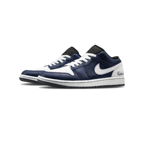 Jordan Air Jordan 1 Abrasion Resistant Low top Vintage Basketball Shoes Unisex White Blue