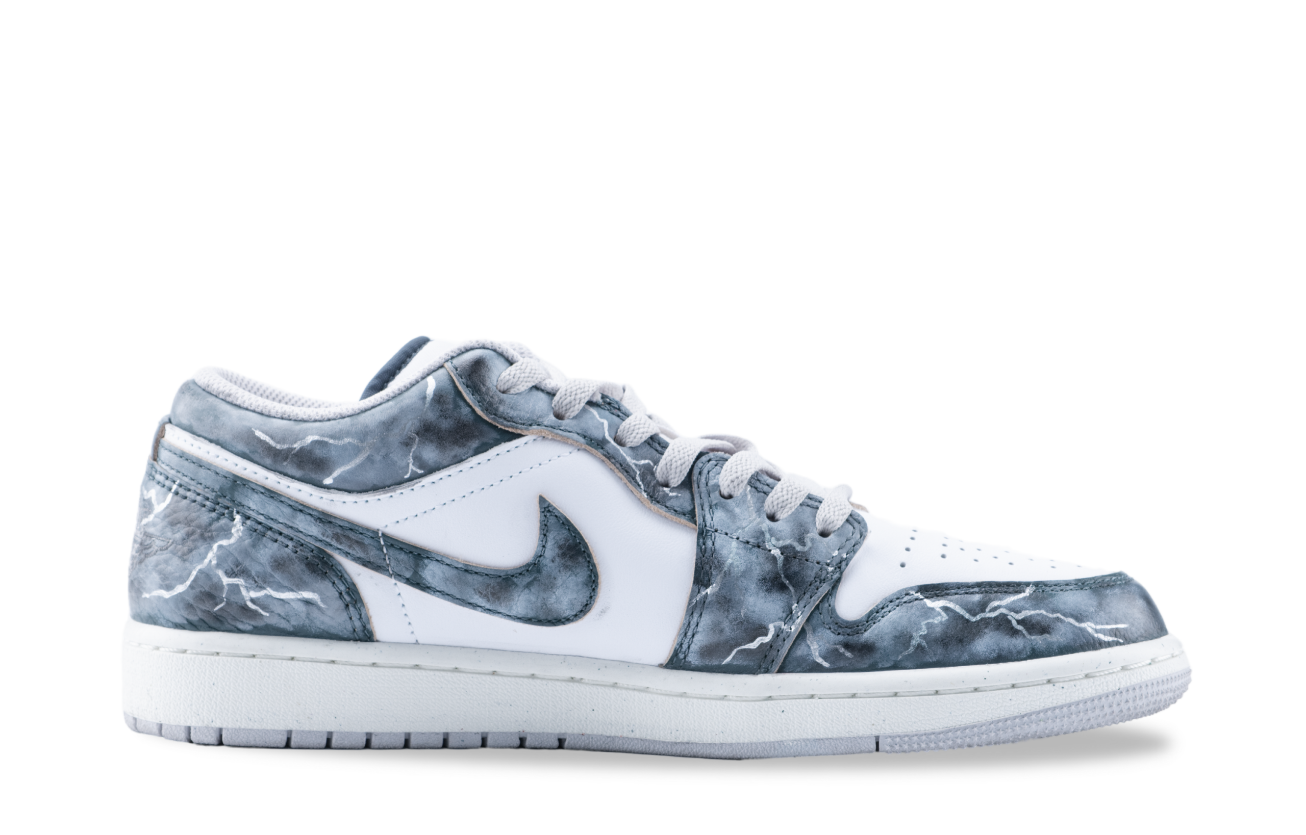 Jordan Air Jordan 1 Low top Vintage Basketball Shoes Unisex Gray Black Blue