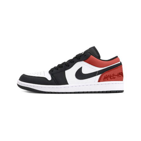 Jordan Air Jordan 1 Slip Resistant Abrasion Resistant Low top Vintage Basketball Shoes Unisex Black Red