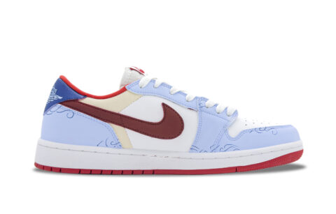 Jordan Air Jordan 1 Funi Fiery Abrasion Resistant Low top Vintage Basketball Shoes Men’s Sky Blue