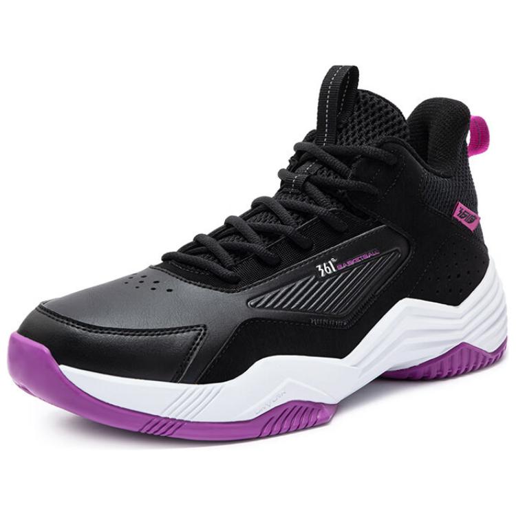 361° Burning Ball Game Cushioning Abrasion Resistant Breathable High top Basketball Shoes Men’s Black Purple