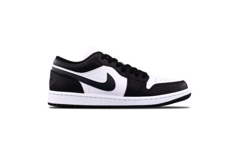 Jordan Air Jordan 1 Black Panda Leather Cushioning, Wear Resistant Low top Vintage Basketball Shoes Unisex Black, White