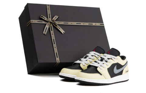 Jordan Air Jordan 1 Abrasion Resistant Impact Resistant Low top Vintage Basketball Shoes Unisex Khaki