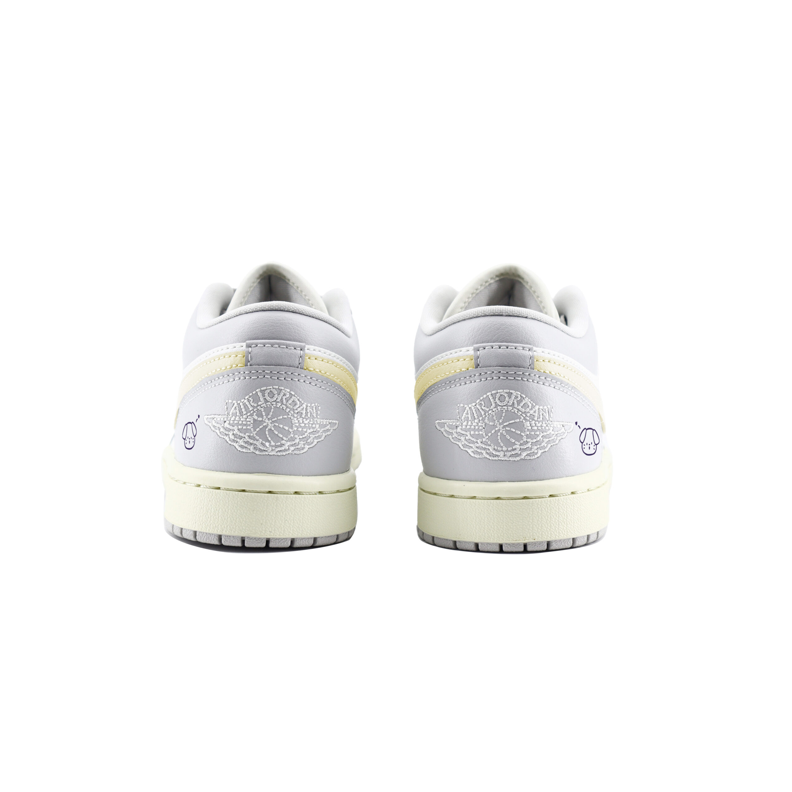 Jordan Air Jordan 1 Chuangyi Anti Slip Wear Resistant Low Top Vintage Basketball Shoes Unisex White Gray Yellow