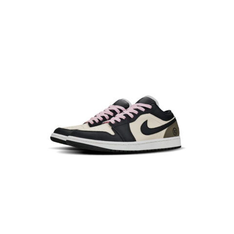 Jordan Air Jordan 1 Abrasion Resistant Low top Vintage Basketball Shoes Unisex Black Beige Brown