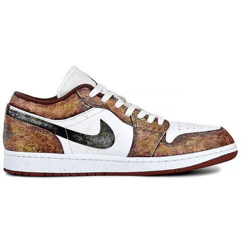 Jordan Air Jordan 1 Abrasion Resistant Low top Vintage Basketball Shoes Unisex White Red Black