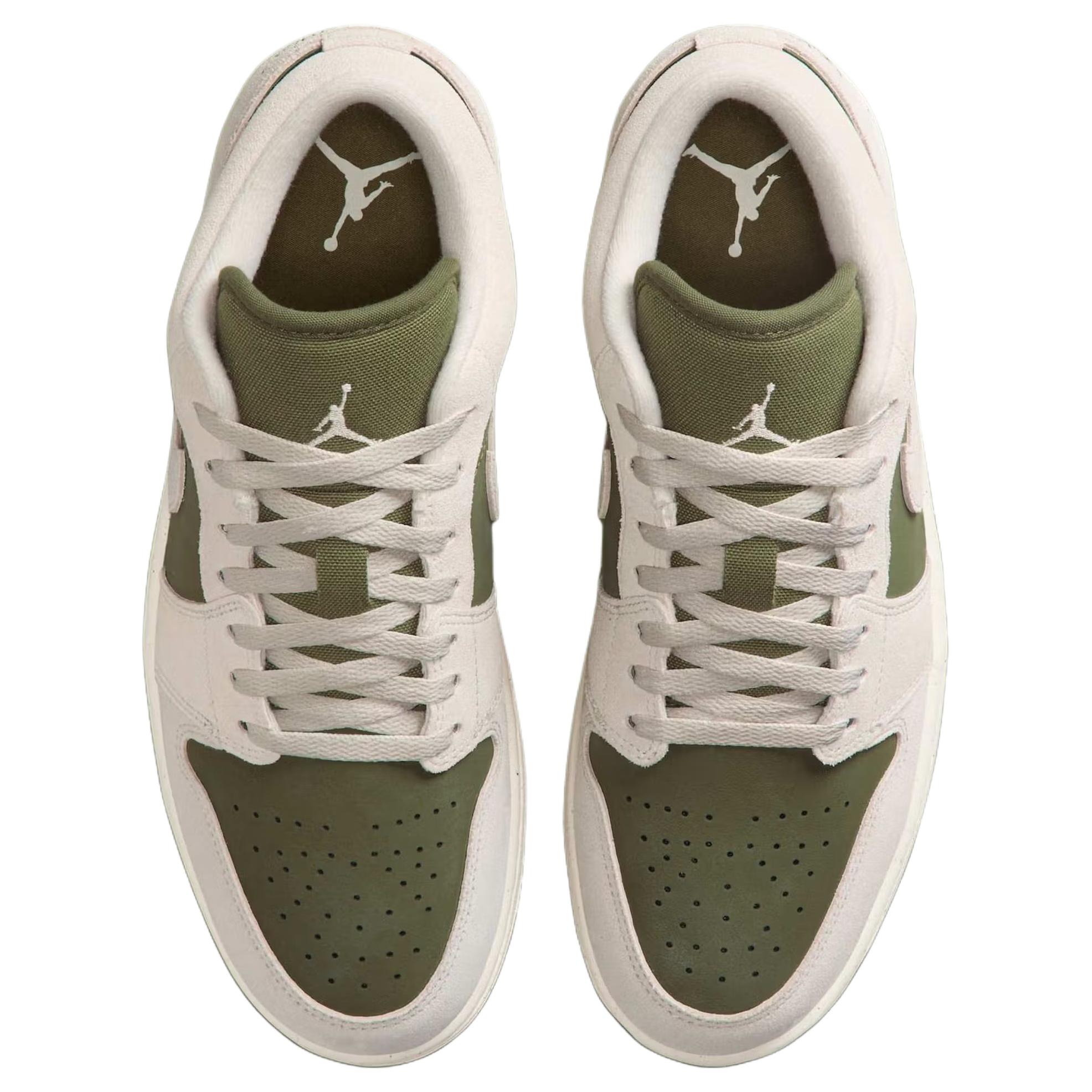 Jordan Air Jordan 1 Leather Abrasion Resistant Low top Vintage Basketball Shoes Unisex White Green