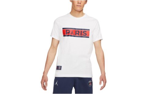 Jordan Wordmark Short Sleeved T Shirts Men’s White