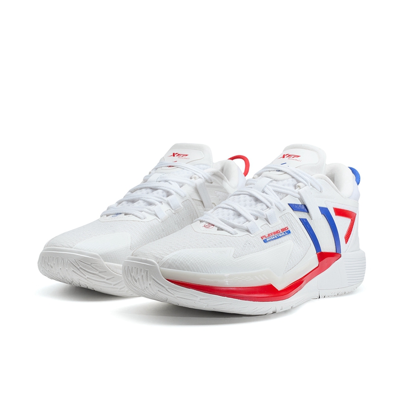 XTEP Spirit Strike 3.0 Cushioning Slip Resistant Abrasion Resistant Coverage Low top Basketball Shoes Men’s White Blue