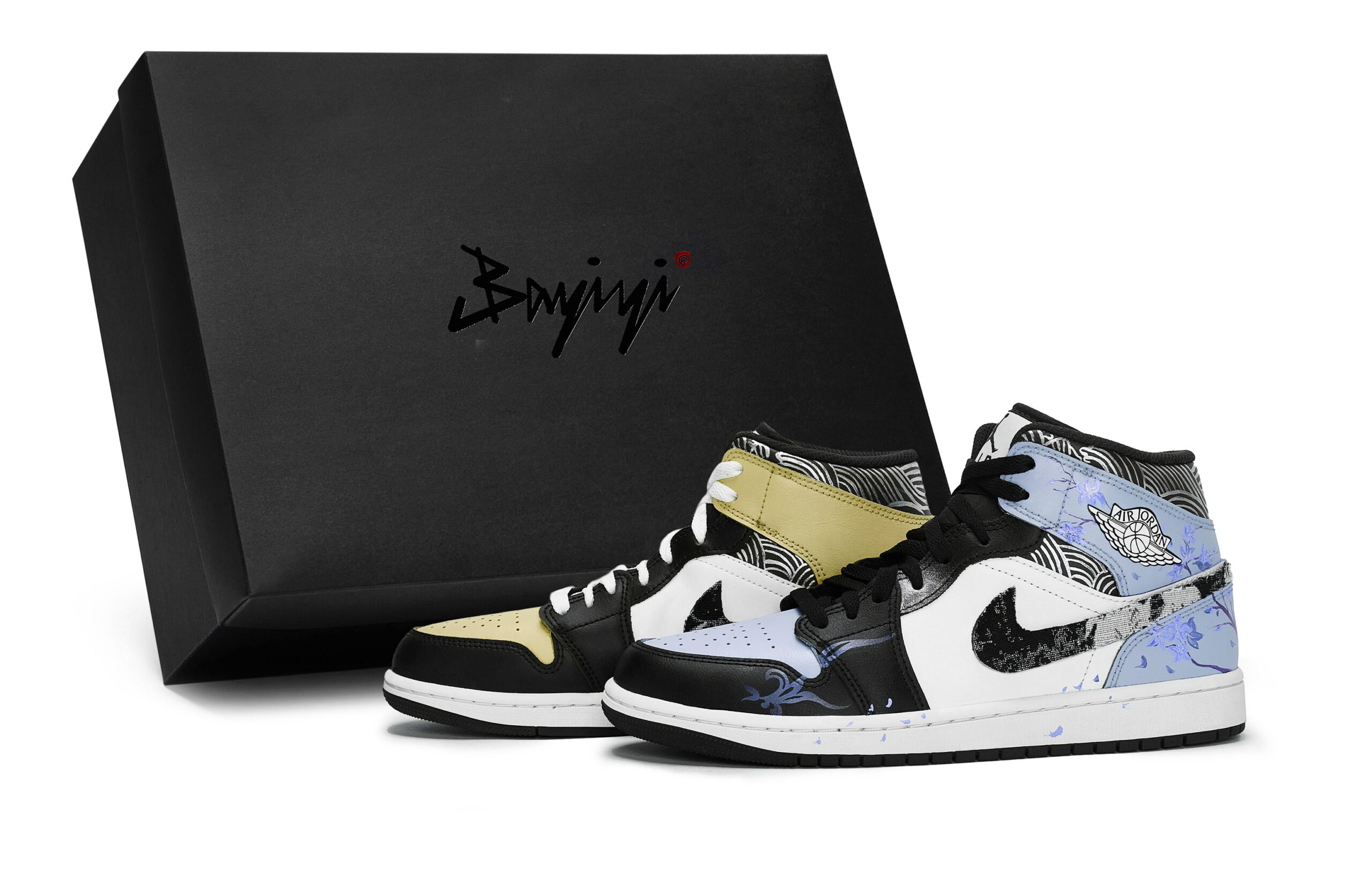 Jordan Air Jordan 1 811 Manufacturing, Peach Blossom And Apricot Melody Blue Yellow, Special Shoe Box Mid top