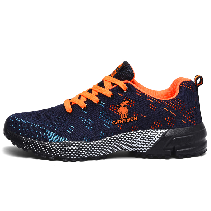 LINGHANGLUOTUO Running Shoes Men’s Low Top Blue Orange, Blue Moon