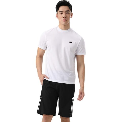 Adidas Casual Sportswear Men’s Black White Crew Neck Moderate