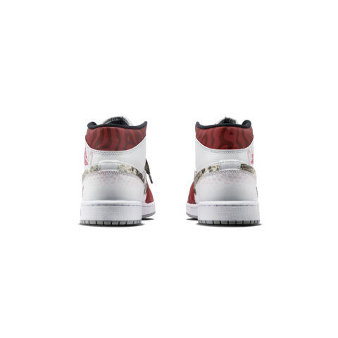 Jordan Air Jordan 1 Mid ‘Milk Snake, Chinese Year, Shopping Bag Mid top Vintage Basketball Shoes Men’s Red White