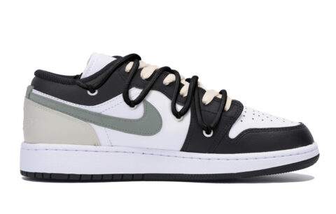 Jordan Air Jordan 1 Slip Resistant Abrasion Resistant Low top Vintage Basketball Shoes Men’s Black White Gray