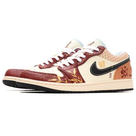 Jordan Air Jordan 1 Slip Resistant Low top Vintage Basketball Shoes Men’s Beige Red