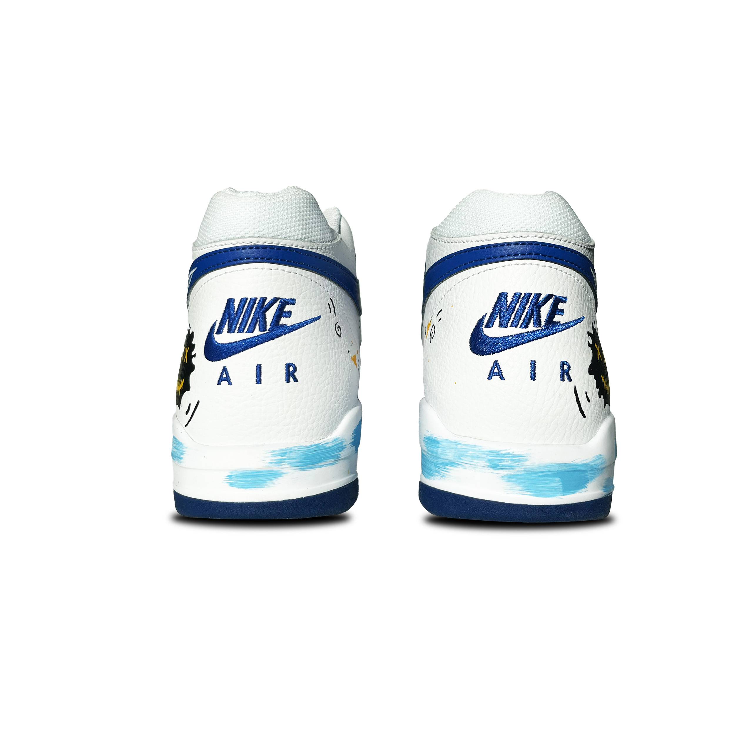 Nike Flight Legacy Cushioning Slip Resistant Mid top Vintage Basketball Shoes Men’s Blue White Black