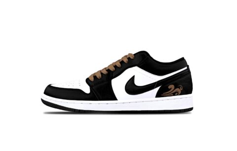 Jordan Air Jordan 1 Brown Cloud Abrasion Resistant Low top Vintage Basketball Shoes Unisex Black White