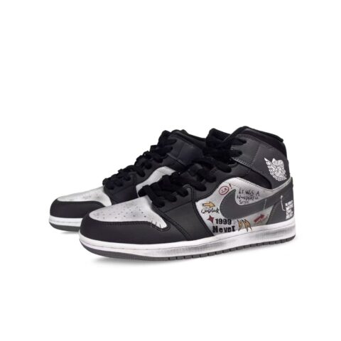 Jordan Air Jordan 1 Mid top Vintage Basketball Shoes Unisex Black White