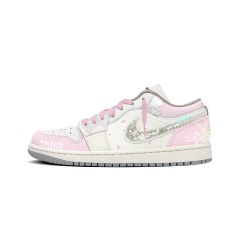 Jordan Air Jordan 1 Abrasion Resistant Low top Vintage Basketball Shoes Women’s Pink White