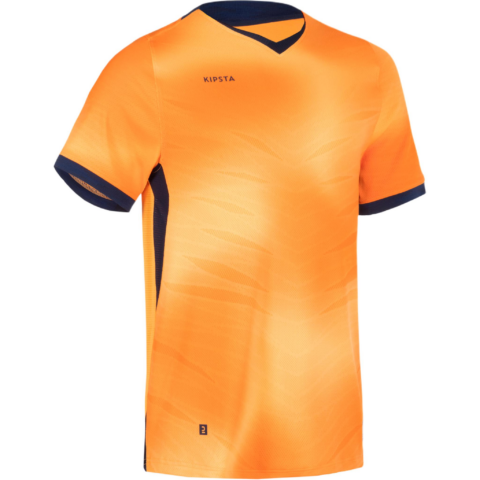 DECATHLON Soccer Jersey Men’s Apricot Orange/Fluorescent Light Orange/Gray Blue