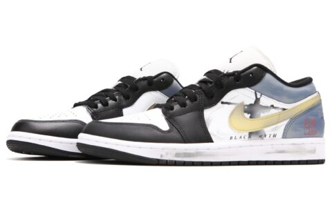 Jordan Air Jordan 1 Low Abrasion Resistant Breathable Low top Vintage Basketball Shoes Men’s Black White Blue