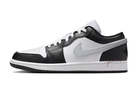 Jordan Air Jordan 1 Silver Star Abrasion Resistant Low top Vintage Basketball Shoes Unisex Black Silver