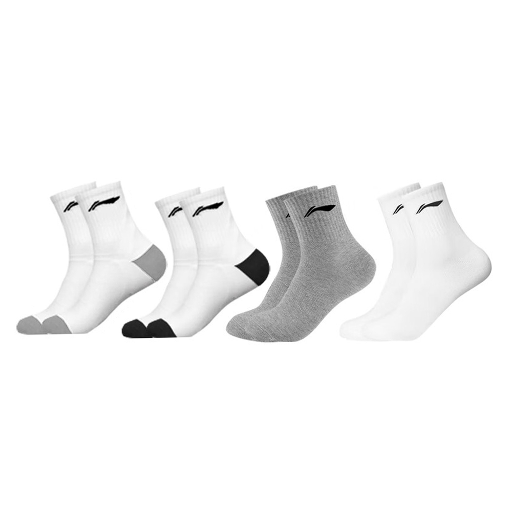Li Ning Crew Socks Unisex 4 Pack