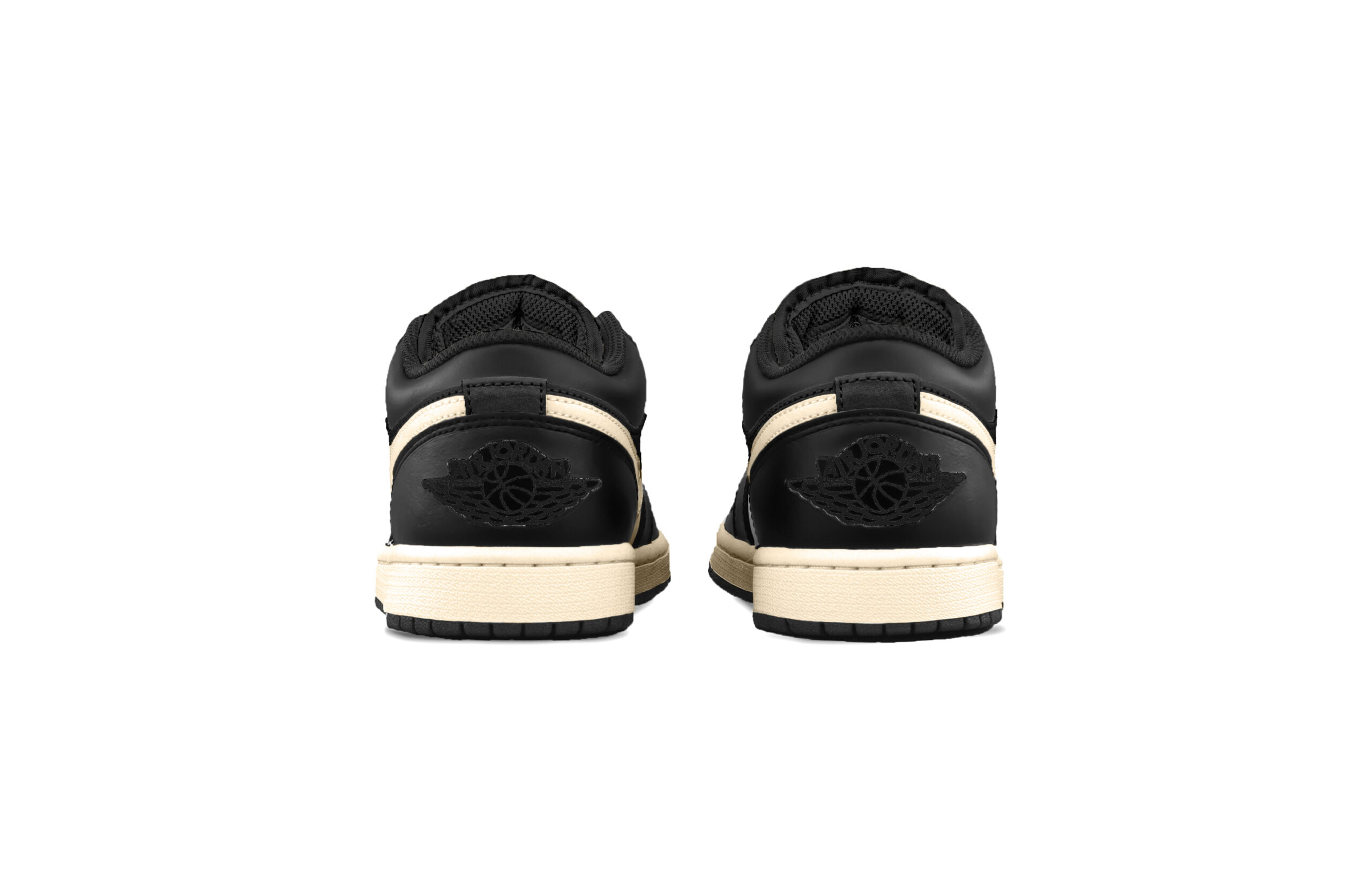 Jordan Air Jordan 1 Black Cute Labubu Abrasion Resistant Low top Vintage Basketball Shoes Unisex Black Beige