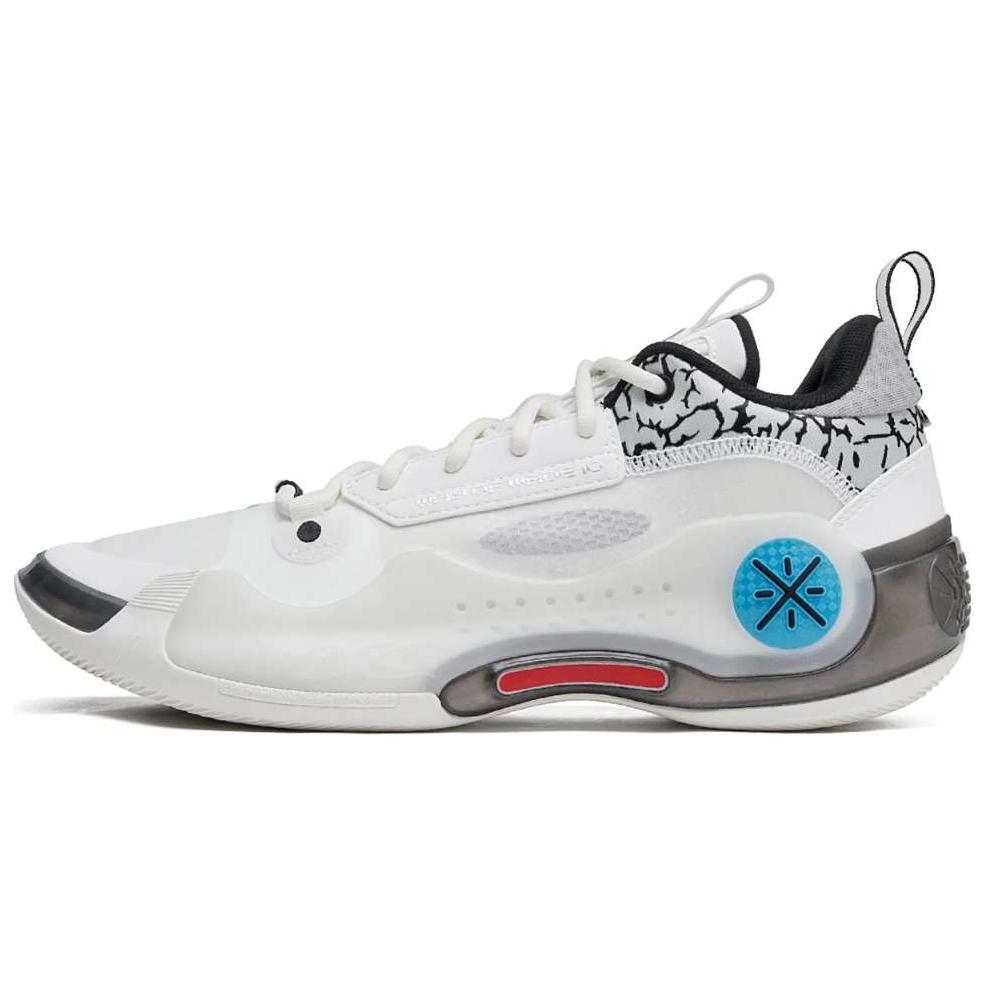 Li Ning Slip Resistant Abrasion Resistant Low top Basketball Shoes Men's White Black Blue
