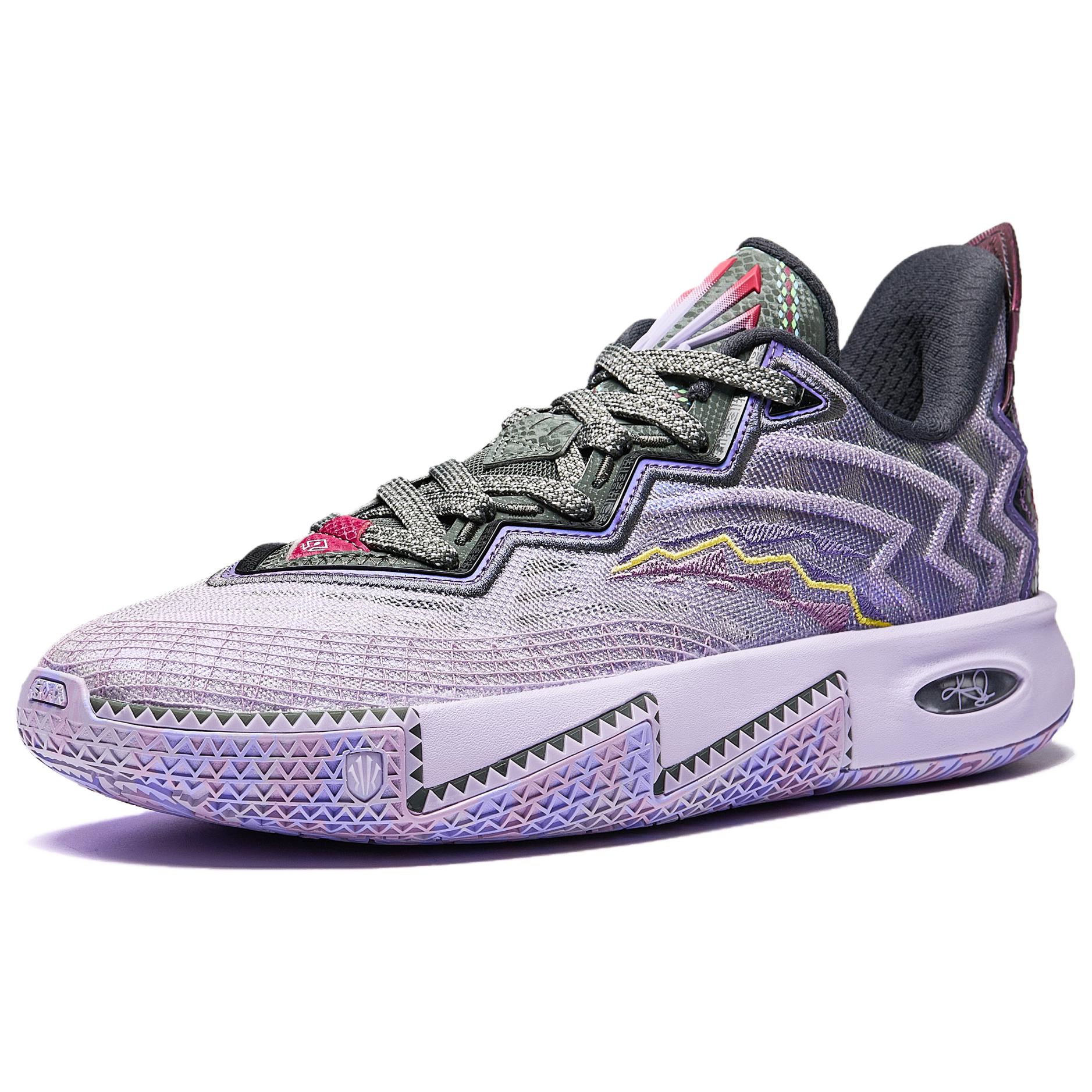 Anta KAI 2 Textile, Synthetic Leather Low top Midfoot Carbon Plate Basketball Shoes Men’s Gray Purple