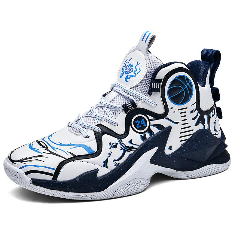 BIANSULONG Slip Resistant, Abrasion Resistant, Lightweight, Thermal High top Basketball Shoes Unisex White Blue