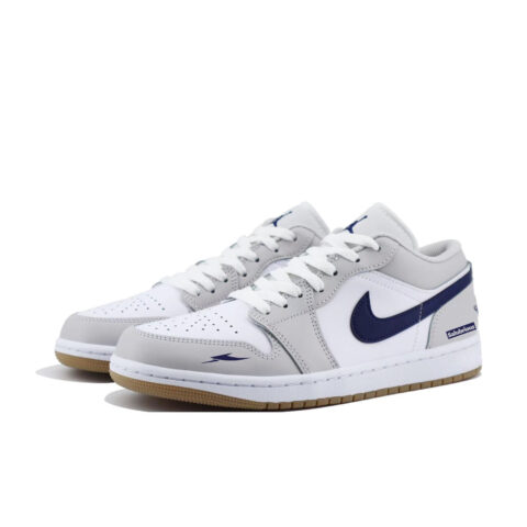 Jordan Air Jordan 1 Cushioning Slip Resistant Low top Vintage Basketball Shoes Unisex White Gray