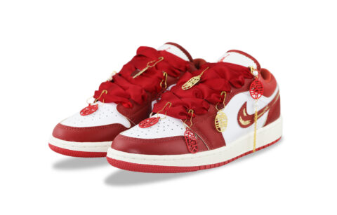 Jordan Air Jordan 1 Abrasion Resistant Low top Vintage Basketball Shoes Women’s Gold Red