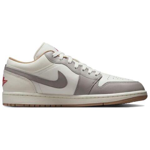 Jordan Air Jordan 1 Slip Resistant Abrasion Resistant Low top Vintage Basketball Shoes Men’s Beige Gray