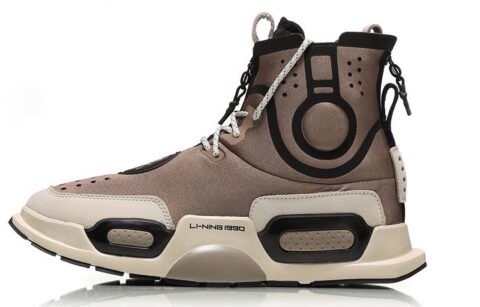 Li Ning Rekindled Cushioning Slip Resistant Abrasion Resistant High top Vintage Basketball Shoes Men’s Brown