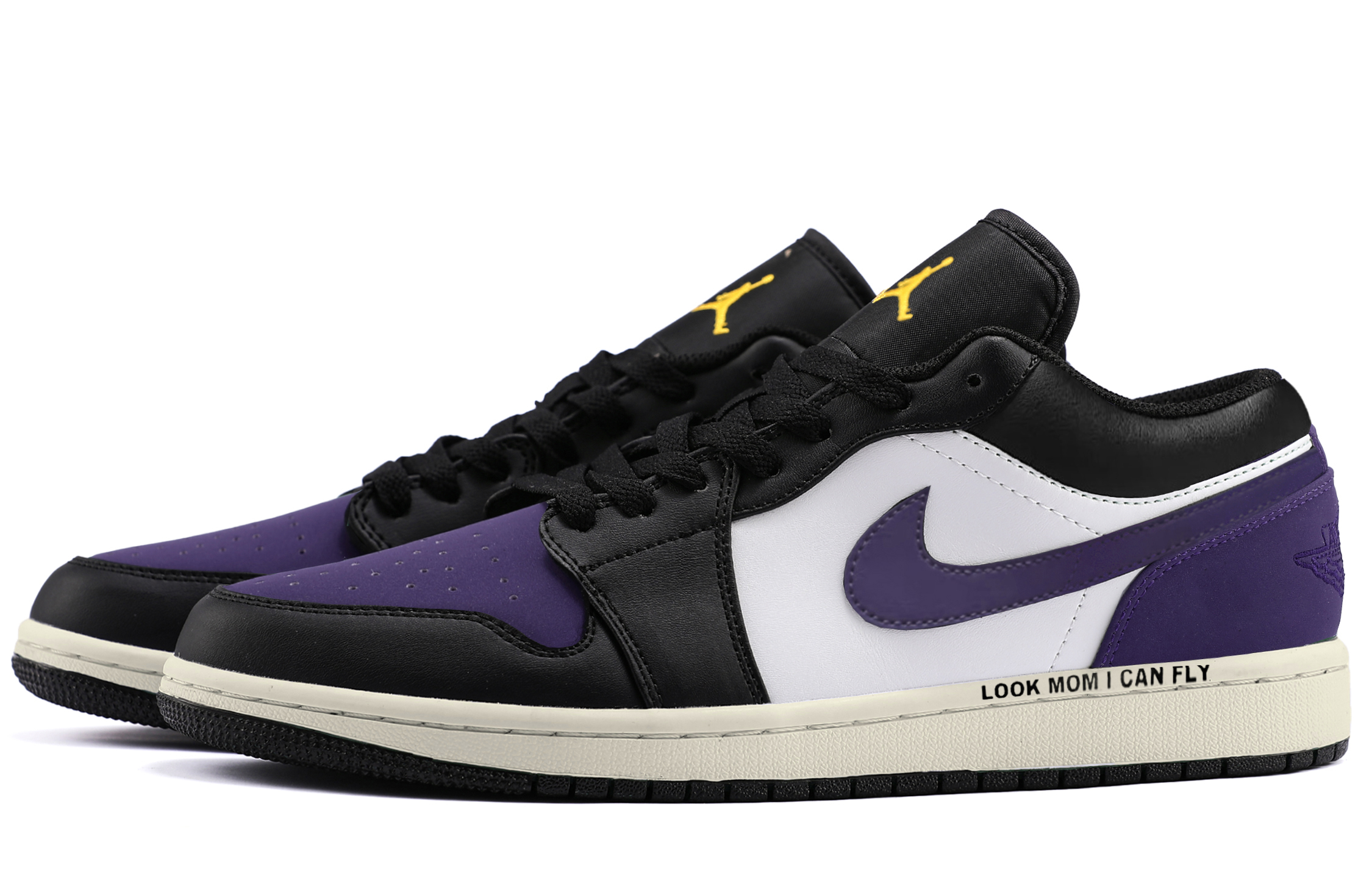 Jordan Air Jordan 1 Abrasion Resistant Abrasion Resistant Low top Vintage Basketball Shoes Unisex Black Purple