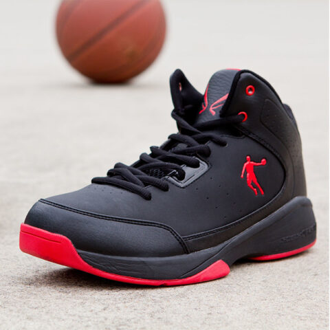 QIAODAN Cushioning Abrasion Resistant Breathable High top Plus Size Performance Basketball Shoes Men’s Black Red