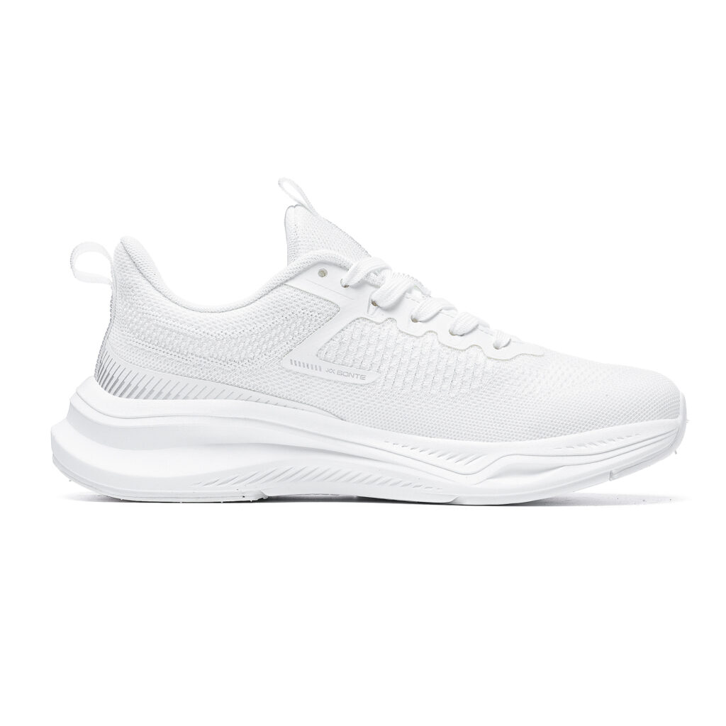 BTE Cushioning Slip Resistant Abrasion Resistant Lightweight Low top Running Shoes Unisex Aurora White Silver