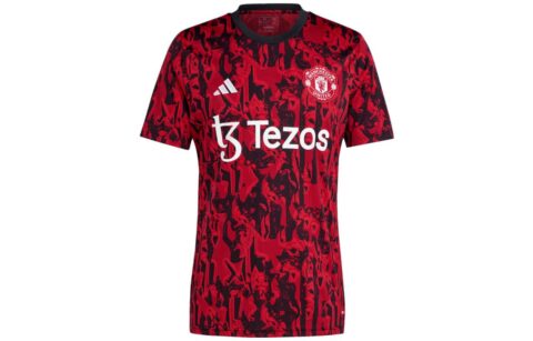 Adidas Manchester United Soccer Jerseys Men's Red Black Moderate Straight Fit