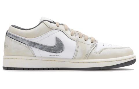 Jordan Air Jordan 1 Abrasion Resistant Low top Vintage Basketball Shoes Unisex Beige Yellow