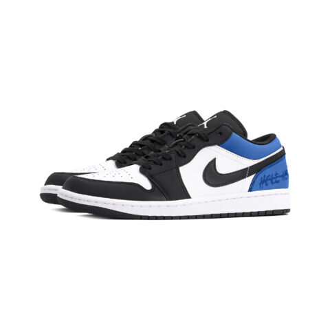 Jordan Air Jordan 1 Slip Resistant Abrasion Resistant Low top Vintage Basketball Shoes Unisex Black Blue