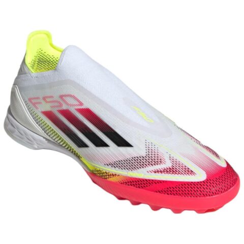 Adidas F50 PRO Comfortable TF Turf Pu Slip Resistant Abrasion Resistant Soccer Shoes Unisex White Red