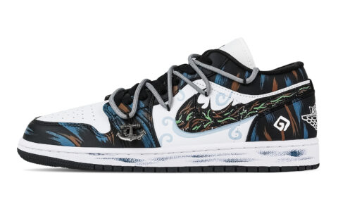 Jordan Air Jordan 1 Sea Dark Fire Low top Vintage Basketball Shoes Unisex Black