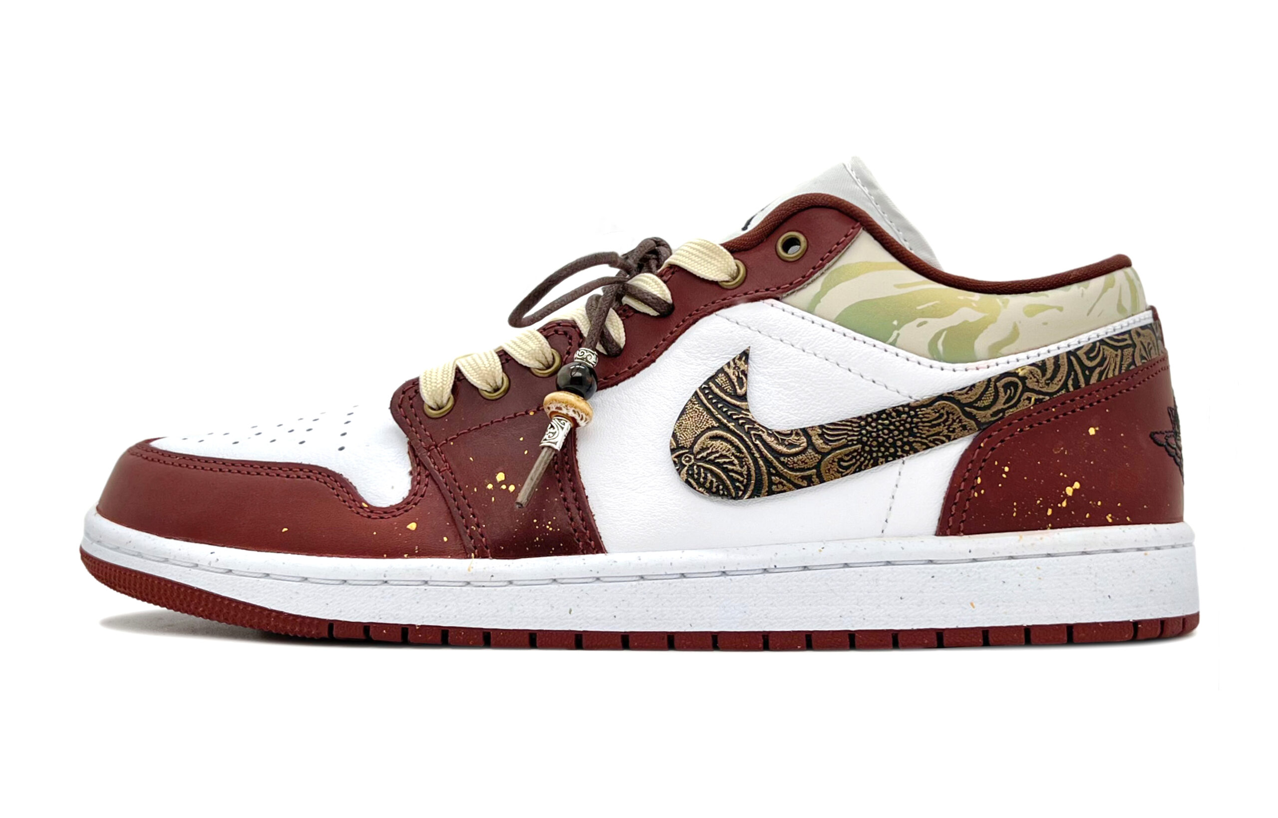 Jordan Air Jordan 1 Slip Resistant Abrasion Resistant Low top Vintage Basketball Shoes Men’s Red White