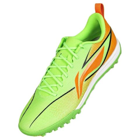 Li Ning Artificial Turf Slip Resistant Abrasion Resistant Soccer Shoes Men’s Fluorescent Bright Grass Green